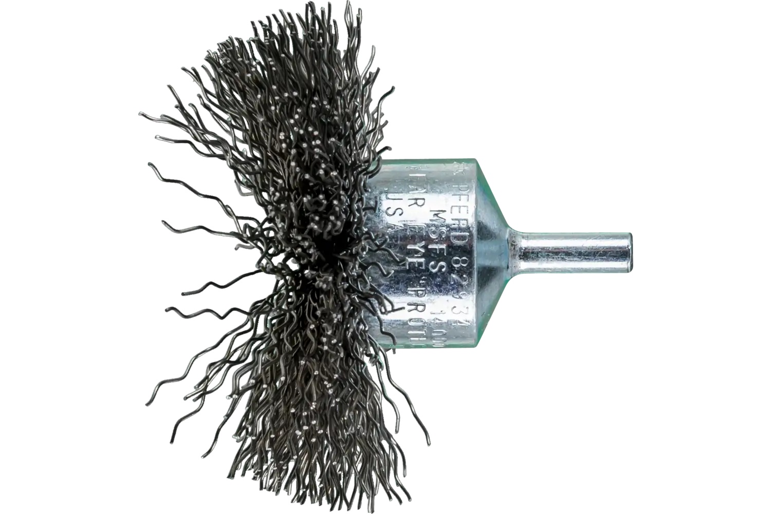 Picture of Pferd Circular Mounted End Brush 3" Dia. .020 Carbon Steel 1/4" Shank